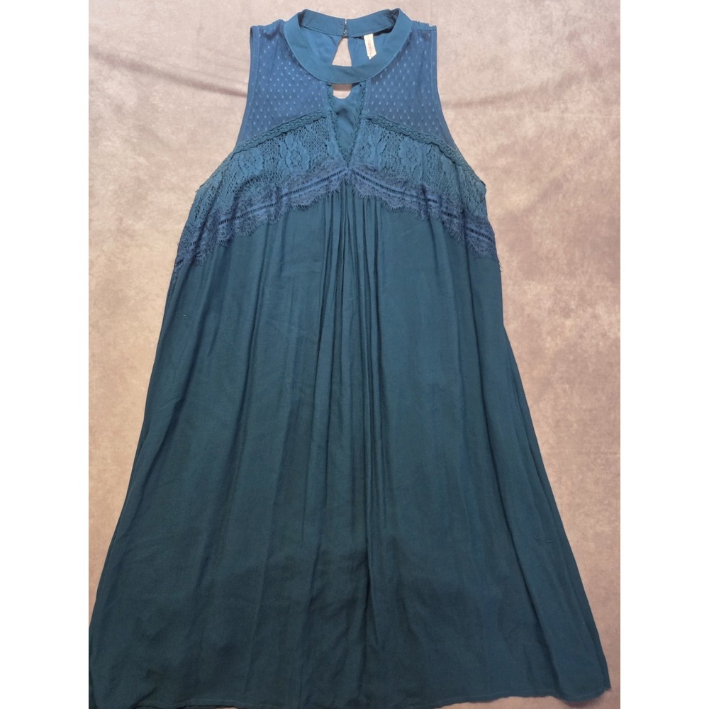 xhilaration Green Mini Dress XXL NWT 100% Rayon Flowy Boho Sleeveless Lined